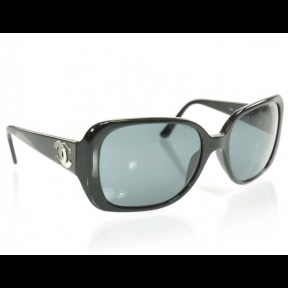 CHANEL Accessories - Chanel CC Logo Wide Frame Black Sunglasses